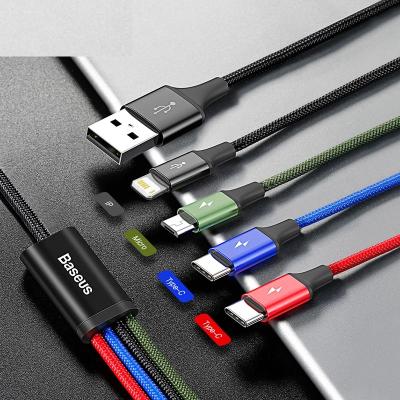 China Fast Charging Speed ​​4 In 1 USB Type C Cable For iPhone 11 Pro Max 3 In 1 USB C Cable For Samsung Xiaomi Note 8 Pro Micro USB Cable for sale