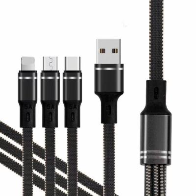 China Fast Charging Ship New Factory Design 2021 Noodle 3 in 1 Cable USB Charger 3in1 Multi Function Fast Charging Data Cable for sale