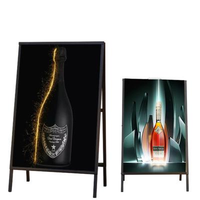 China Economic Outdoor Frame Iron Flip Cover Poster Rack Popular Standing Double Sided Display Racks Of Display System for sale