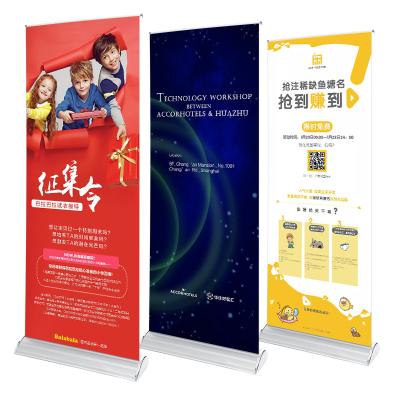 China Outdoor Display Plastic Steel Retractable Display 80 x 200 Wide Base Roll Up Banner Stand Screen for sale