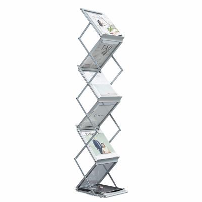 China Aluminum folding frame magazine exhibition display brochure stand promotion display/portable A4 size folding catalog stand advertising display for sale