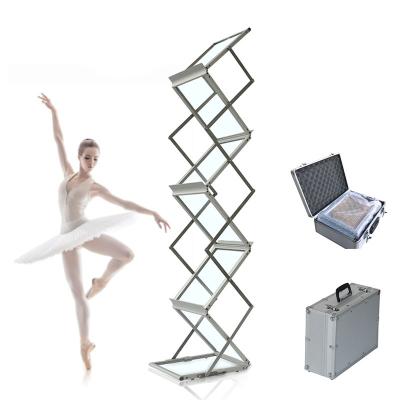 China Folding Aluminum Brochure Stand Manufacturer Factory Rack Magazine Acrylic Catalog Display for sale