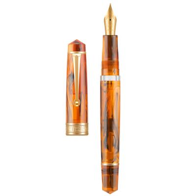 China Luxury New Design Amber Acrylic Business Pen Gift Asvine P20 piston fountain pen for student for sale