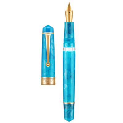 China Luxury New Design Student Marble Resin Pen Business Gift Asvine P20 Blue Piston Fountain Pen for sale