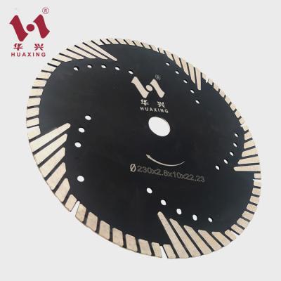 China Granite Huaxing Rim Turbo Cutting Disc Continuous 9 Inch Teeth 230mm Diamond Saw Blade With Protection for sale