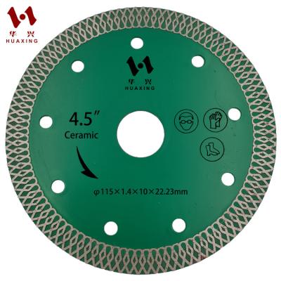 China Super Thin Hot-press Diamond Power Huaxing 4.5in Turbo 115mm High Grade Bonding Diamond Disc Saw Blade For Cutting Ceramic, Tile for sale