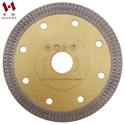 China High Speed ​​Straight Soft Edge Huaxing 110 115 125 Diamond Turbo Dry Circular Saw Blade Cutting Hot Pressed Disc For Porcelain Tile Ceramic Stone for sale