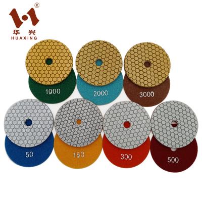 China Premium Grade 4 Grade 100mm Inch Stone Polishing Top 7 Pcs/Set Resin Use Wet Dry Polishing Pad For Granite/Marble/Quartz/Stone for sale