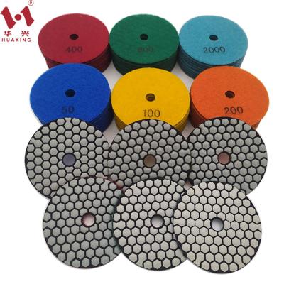 China Huaxing Buff Pads Dry Diamond Polishing High Gloss Flexible Stone Polishing Pads For Stone Marble Granite for sale