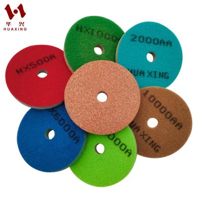 China Stone Huaxing factory price Diamond Tools 4 inch 100mm sponge polish pads, marble polish pads for granite quartz stone for sale