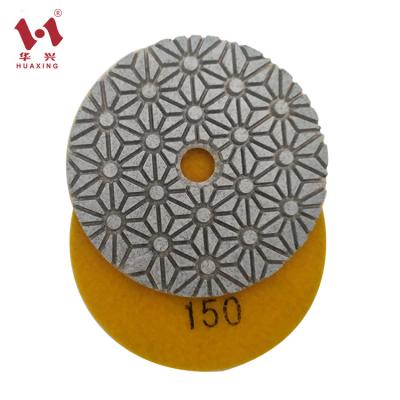 China Stone Polishing Huaxing Set 7 Pieces 4 Inch 100mm Marble Granite Quartz Stone Countertop Wet Polishing Pads for sale