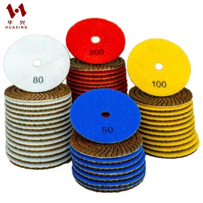 China Huaxing Abbrasive Polishing Tool Grinding 4inch Wet/Dry Hand Polish Pads for Marble/Granite/Stone for sale