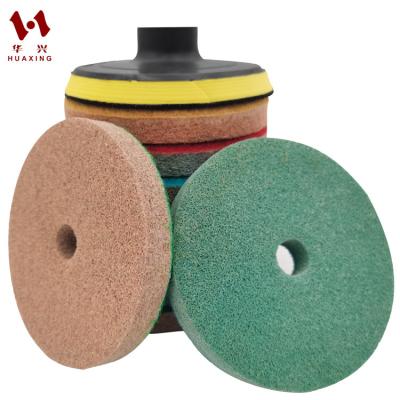 China Huaxing 4in 100mm Diamond Sponge High Gloss Polishing Pad For Softer Terrazzo Marble Floor Stones Artificial Stone Foam Pads for sale