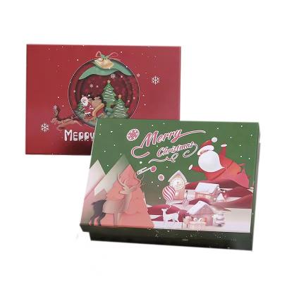 China Recycled Materials Wholesale New Design Christmas Gift Boxes Ribbon Gift Box Packaging Christmas Decor Ribbon Food Packaging Box for sale