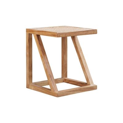 China Nordic creative Tengbian craft personality design the whole rattan table solid wood square corner coffee table for sale