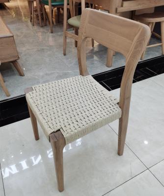 China Modern simple wooden dining table and chair, solid wood rattan tea room, homestay negotiation chair. for sale