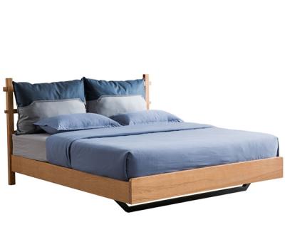 China Nordic Modern Minimalist Furniture Mute Solid Wood Double Bed Bedroom Soft Pack Soft Pack Furniture for sale