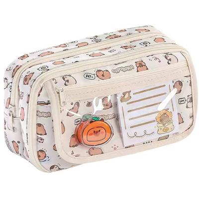 China Korean version Capybara Large Capacity Pencil Bag Aesthetic School Cases Girl Korean Stationery Holder Bag Pen Case Students School Supplies for sale