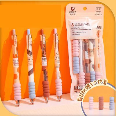 China Normal 4Pcs/Set Cute Biscuit waffle Gel Pen Super Durable Writing 0.5mm Ballpoint Black Color Ink Office School Student Gift for sale