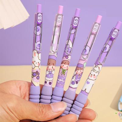 China Normal 6pcs/Set Purple Girl Kawaii 0.5mm Gel Pen Cartoon Rabbit Signature Pen School Writing Supplies Gift for sale