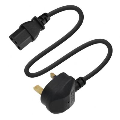 China Computer 3 Pin Female Connector C13 Grille AC Electrical Wire Extension Lead Computer Black Short UK Power Cord for sale