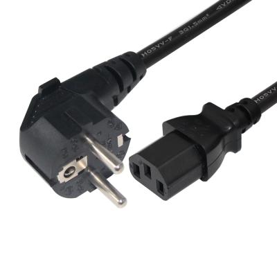 China Customized European Power Cord 12V 2A Charging 220V 3 Prong AC Socket IEC C13 Plug In H05vv-F 3G 0.75-1.0mm Cable for sale