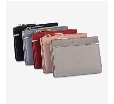 China Fashionable Women Shorts PU Leather Cute Simple Small Zipper Wallet Card Holder Soft Purse Wallets for sale