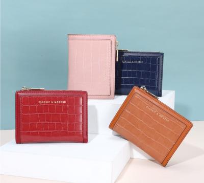 China Wholesale Simple Fashionable Women's Short Wallet Multi-card Position Zipper Card Holder Coin Purse Women for sale