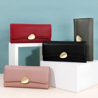 China The 2023 new fashionable luxury women's purse long clutch color large capacity ladies' pure wallet for sale