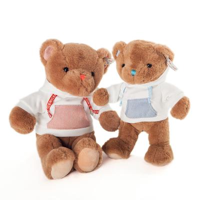 China Wholesale 30cm Home Korean Interesting Doll Small Teddy Bear Stuffed Custom Plush Toy Animal Claw Machine Hoodie T-shirt Pet for sale