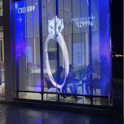 China High Brightness 3500nits Transparent Glass Window LED Video Display P2.9 P3.9 P7.8 LED Retail Screen 250mm*250mm for sale