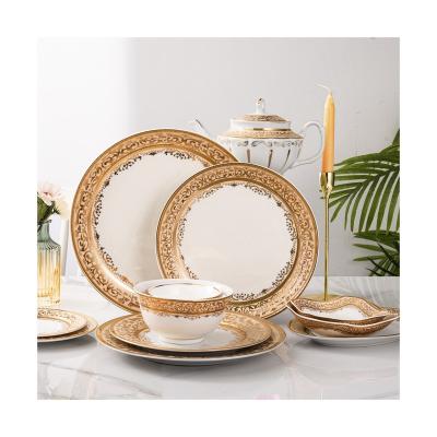 China High Quality And Best Price Sustainable Dinnerware Ceramic Dinner Plate Set Luxury Dinner Set for sale