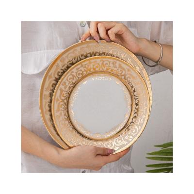 China Sustainable High Quality Wholesale Custom Customize Ceramic Plates White Ceramic Dishes Luxury Dish Set Dish for sale