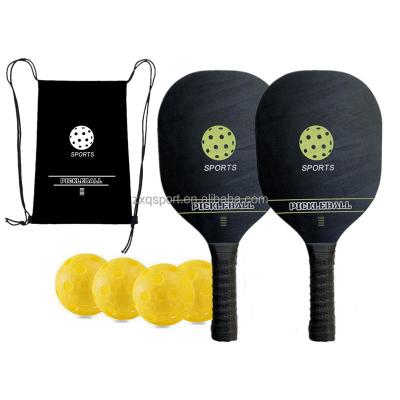 China Wholesale OEM Wooden Design Your Own Wooden Tennis Racket Paddle Racket Ball Game Wooden Pickleball Racket Set for sale