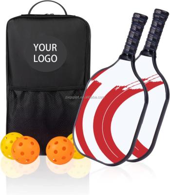 China Fiberglass +PP USAPA Standard Lightweight Fiberglass Outdoor Pickleball Raquet Paddles Rackets Set With 4 Balls And 1 Bag for sale