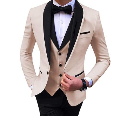 China 2022 Anti-Wrinkle Mens Suit 2022 Solid Prom Formal Regular 3 Piece Shawl Lapel Suit Tuxedos Wedding Groomsmen (Blazer+Vest+Pants) for sale