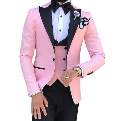 China Wholesale Breathable Rose Wedding Vest Party Custom Made Groom Crossover Men Suits 3 Pieces for sale