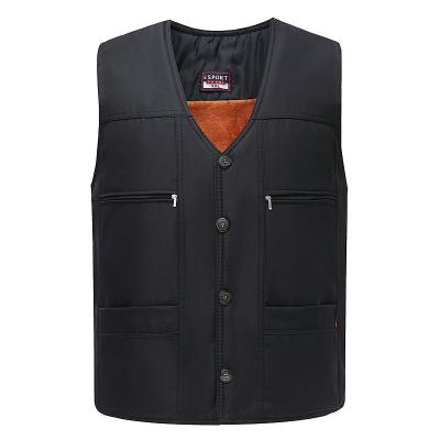 China Winter Mens Clothing Breathable Cotton Vest Fleece Striped Padded Wool Liner Warm Keeping Vest Invest Sleeveless Vest Elderly for sale