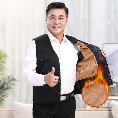 China Anti-pilling 2021 new fifties cotton vest men and older spring, autumn and winter cotton casual fleece-lined vest for sale