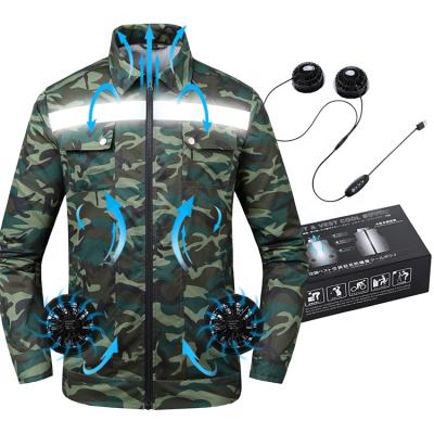 China New Arrival Reversible Mens Camouflage Long Sleeve Fan Jacket Summer Air Conditioning Cooling Outdoor Work Outwear for sale