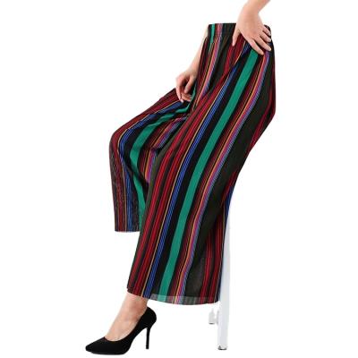 China hot selling Anti-wrinkle stripes printed leggings wholesale polyester loose women leggings for sale