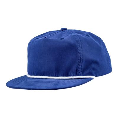 China 2020 Custom JOINT Unstructured Flat Brim Plain 5 Panel Nylon Snapback Hat With String for sale