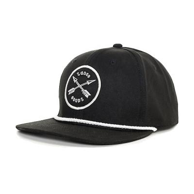 China Custom Wholesale Black Breathable Comfort Cotton Snapback Hat With Woven Patch, Rope Snapback Hat for sale