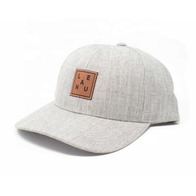 China Custom Gray Outdoor Use Wool Snapback Baseball Cap With Your Own Logo for sale