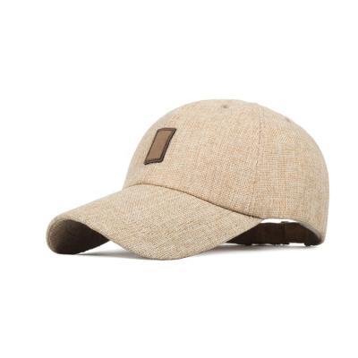 China 6 Panel Fashion Hemp COMMON Hot Selling Baseball Cap With Leather Patch for sale