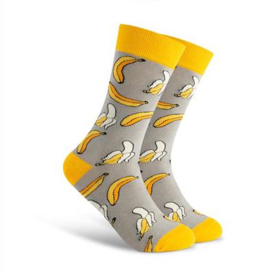 China Wholesale Happy Breathable Socks Women Cartoon Jacquard Banana Cartoon Cute Crew Socks for sale