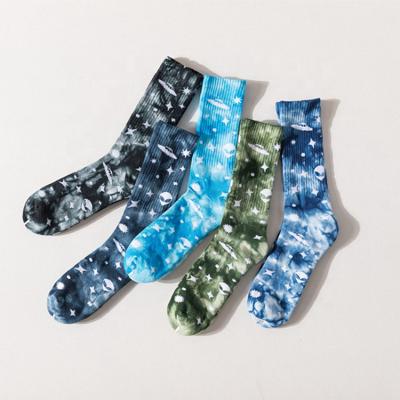 China Fashion Sporty Custom Cotton Tie Dye Crew Unisex Socks for sale