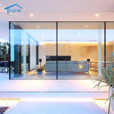 China Wholesale Price Modern Design Powder Frame Aluminum Glass Sliding Door Heat Insulation Coated Aluminum Patio Double Door for sale