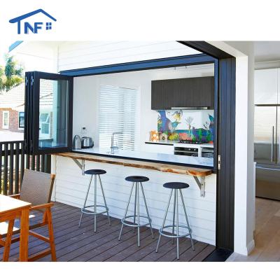 China Aluminum Alloy Tempered Glass Collapsible Tempered Glass Aluminum Folding Screen Window Magnetic Thermal Stained Glass Bifold for sale