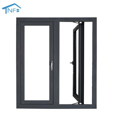 China Magnetic Modern Tempered Glass Screen Profile Frame Swing Window Aluminum Casement Windows With Security Look for sale